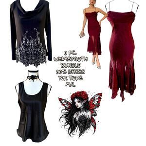 90'S VTG. 3‎ PC. WHIMSYGOTH DRESS TOPS BUNDLE M/L